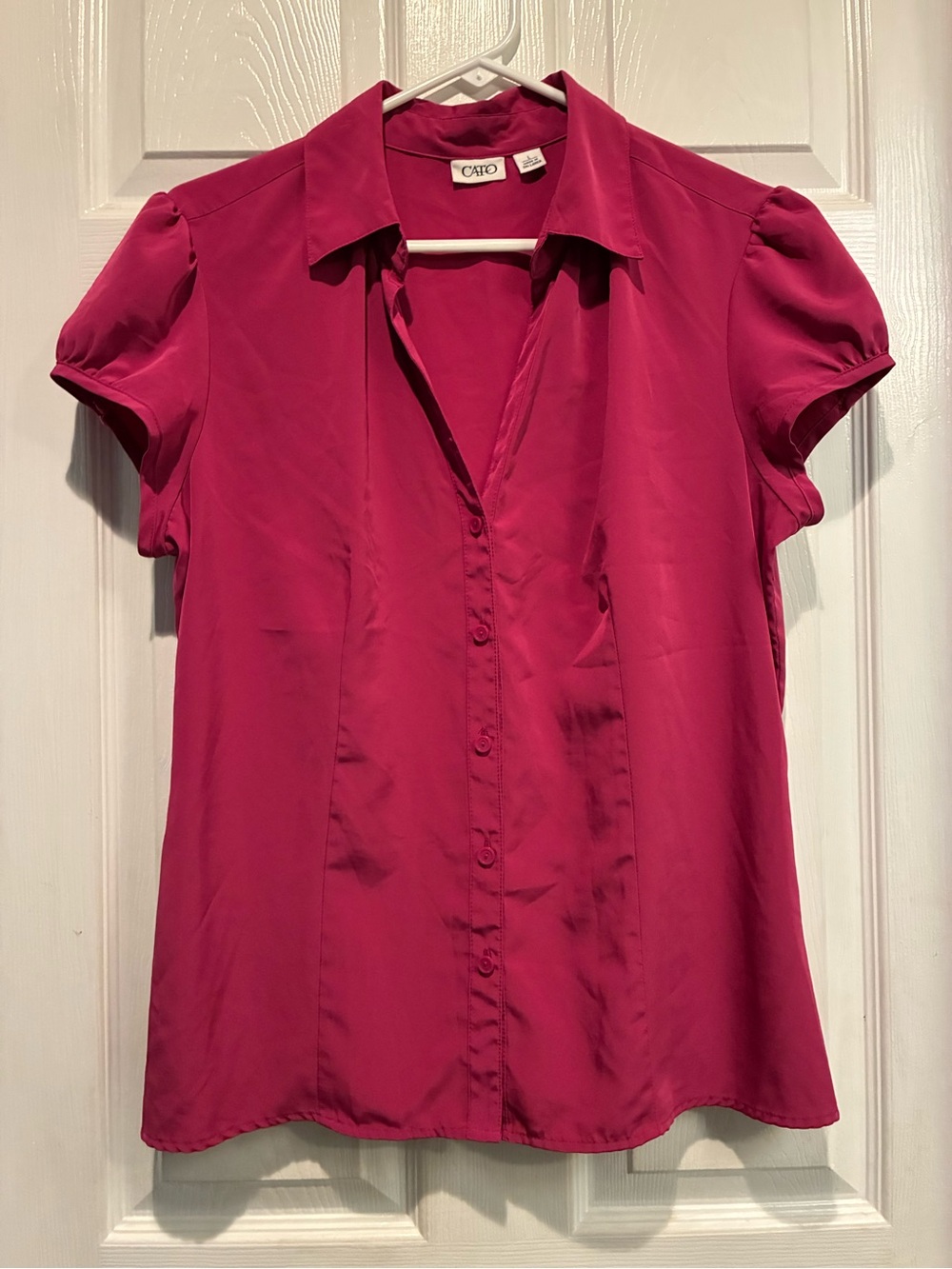 Cato Women's Short Sleeve Button Down Blouse - Fuchsia